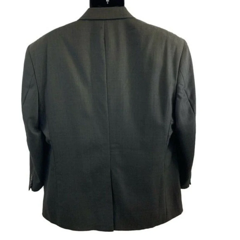 Bill Blass‎ Jacket Mens Blazer Green Windowpane Vented Notched Lapel Classic